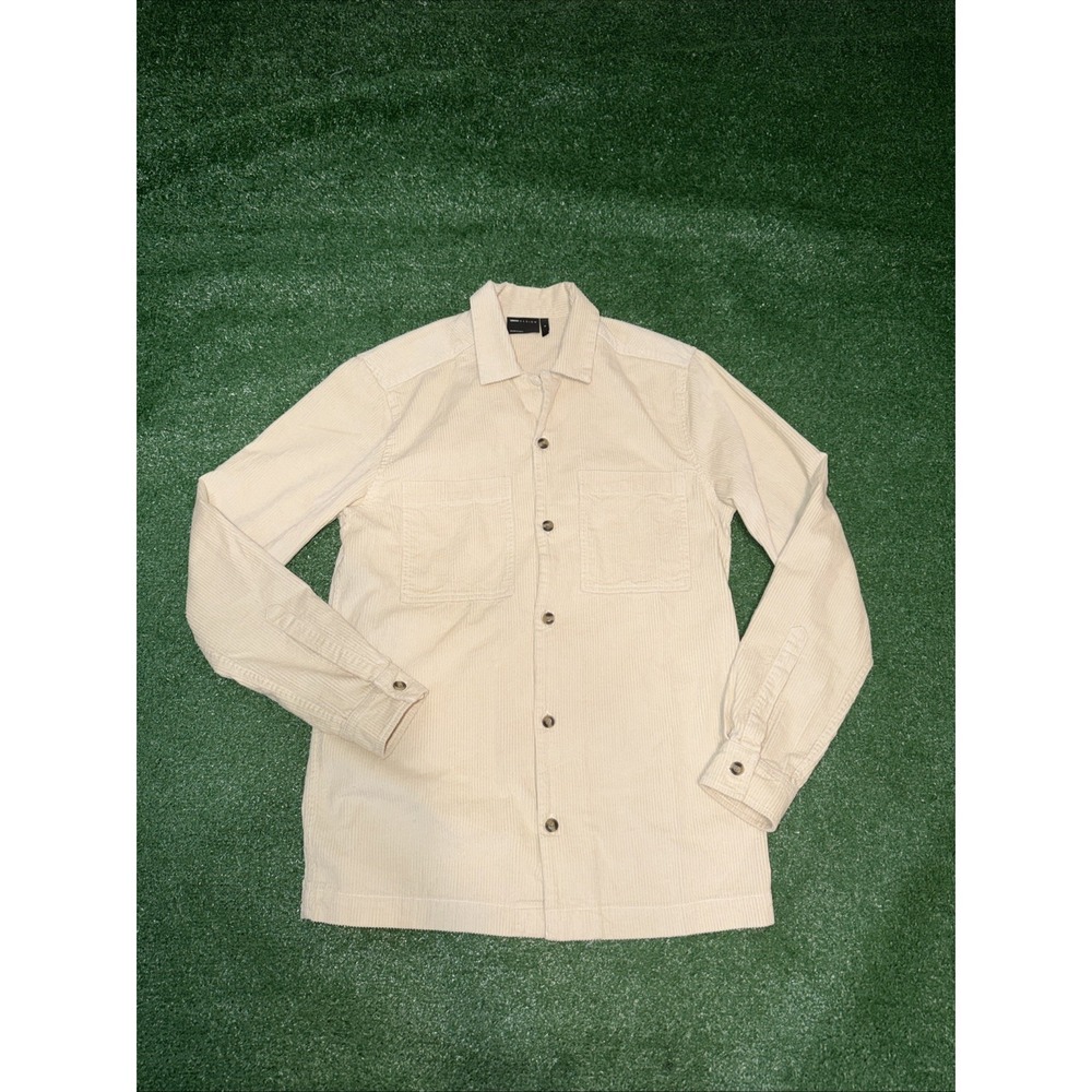 ASOS DESIGN Corduroy‎ Overshirt Camp Collar Beige Men's Small